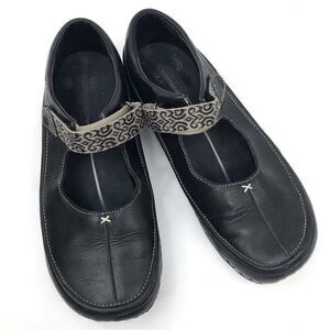 Teva Black Leather Mary Jane Nylon Strap Chunky Loafers
